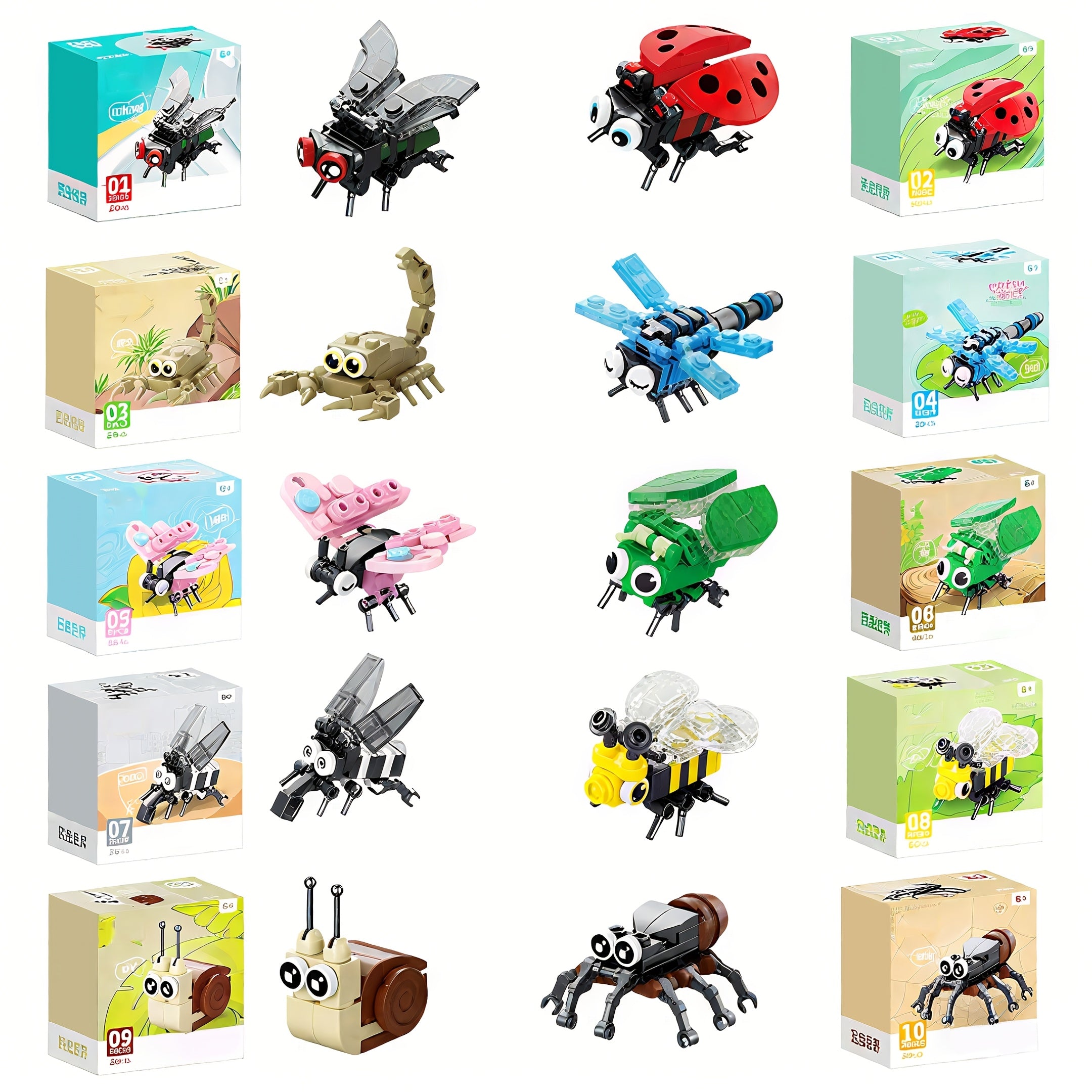 Educational Building Blocks 20pcs - Insect & Marine Animals Models Toy for Kids