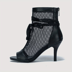 Women's Mesh Stiletto Heels Peep Toe Sandals Bowknot Pumps