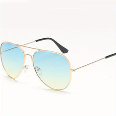 Men's Vintage Metal Frame Sunglasses with Glasses Case