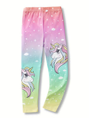 Girls Unicorn Leggings Contrast Legging Pants Spring Summer Fall