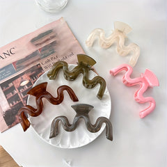 5pcs Jelly Hair Claw Wavy Hair Claw Non-slip Ponytail Holder