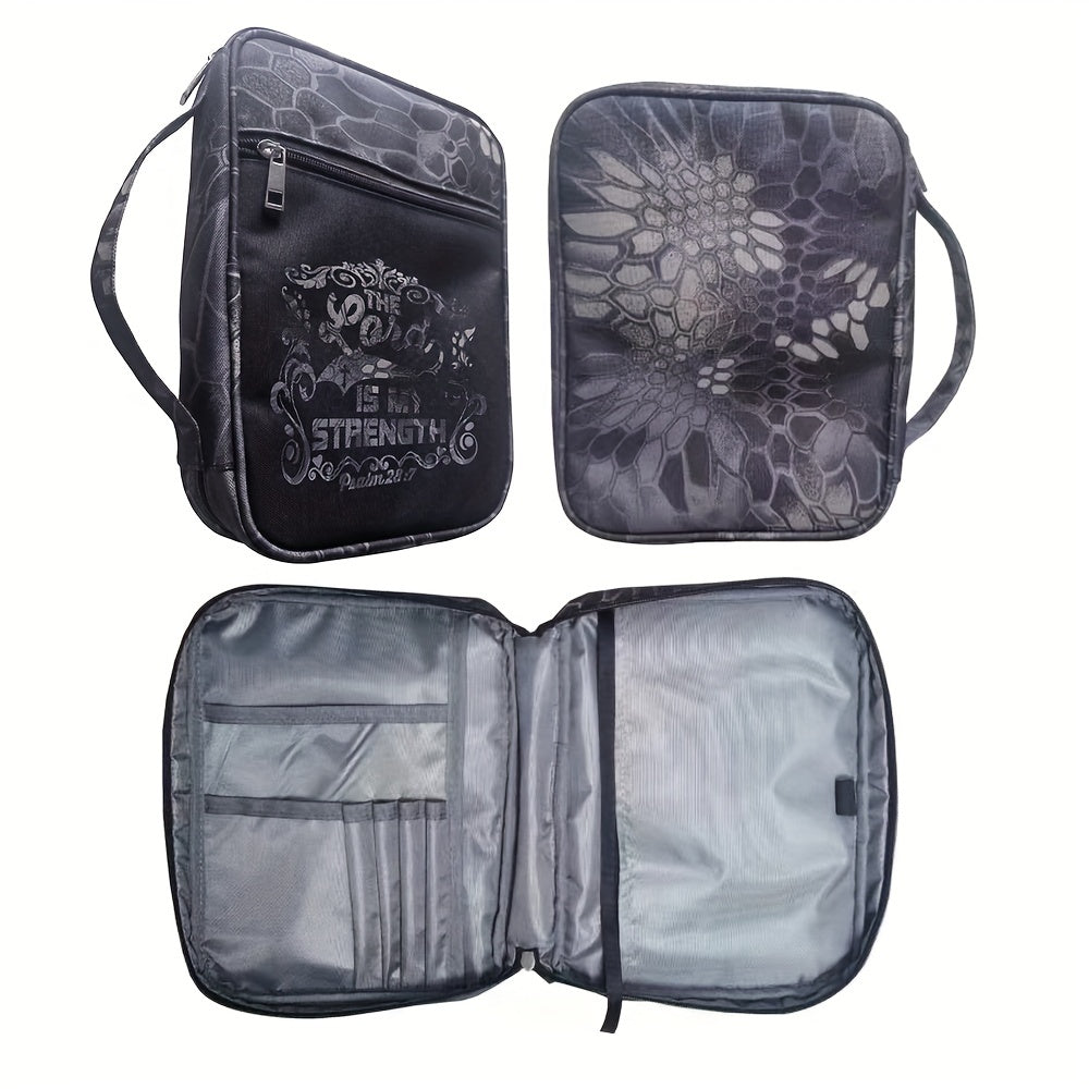 Bible Cover Carrying Case with Handle and Zippered Pocket