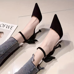 Women's Bow Tie High Heels Ankle Strap Pumps