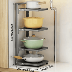 Adjustable Pot & Pan Organizer Rack for Cabinet Storage