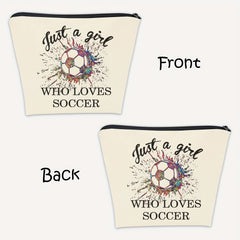 Soccer Gift Makeup Bag Soccer Player Fan Zipper Travel Makeup Bag