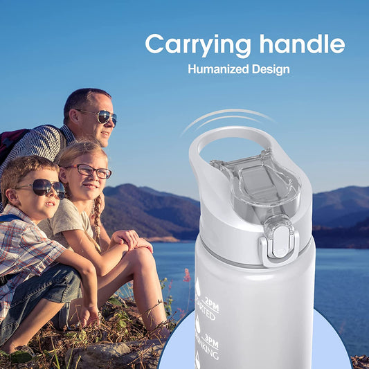 Gradient Sports Water Bottle with Time Marker and Straw
