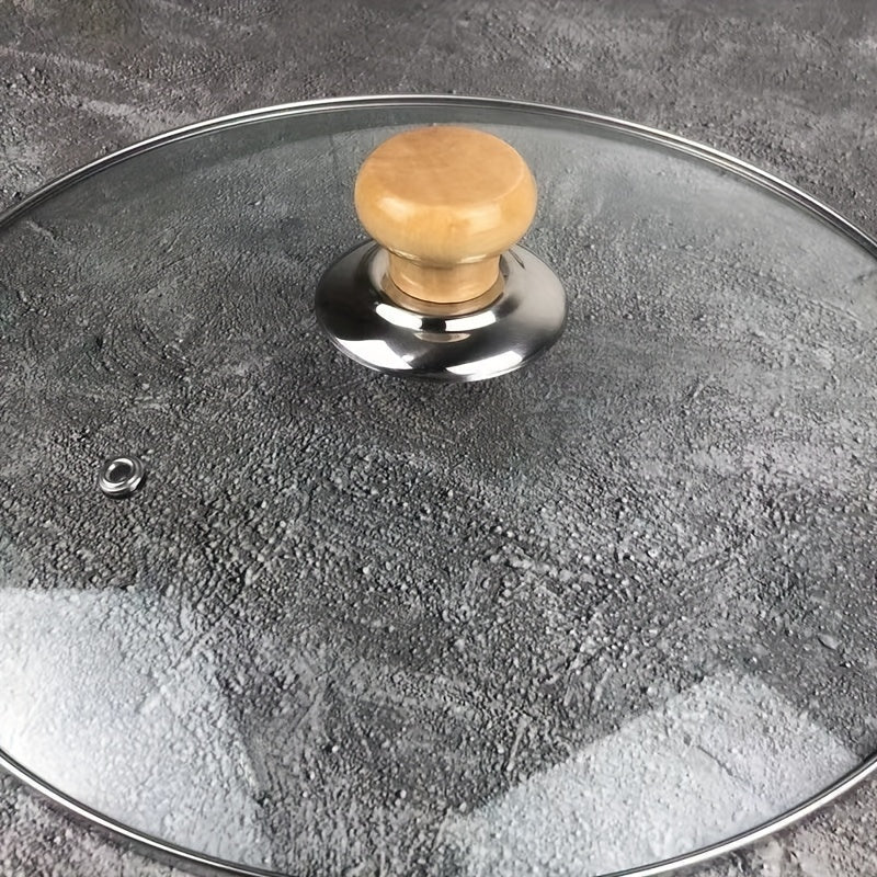 Wood Pot Lid Knob Stainless Steel Base Anti Scalding Button