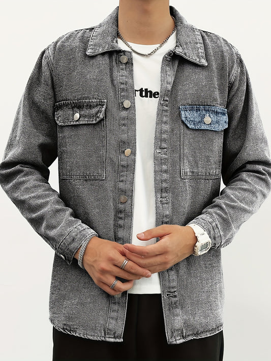 Men's Casual Denim Jacket Button Up Street Style