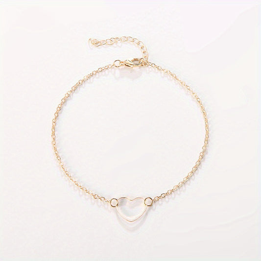 Heart Decor Chain Bracelet for Girls Daily Wear