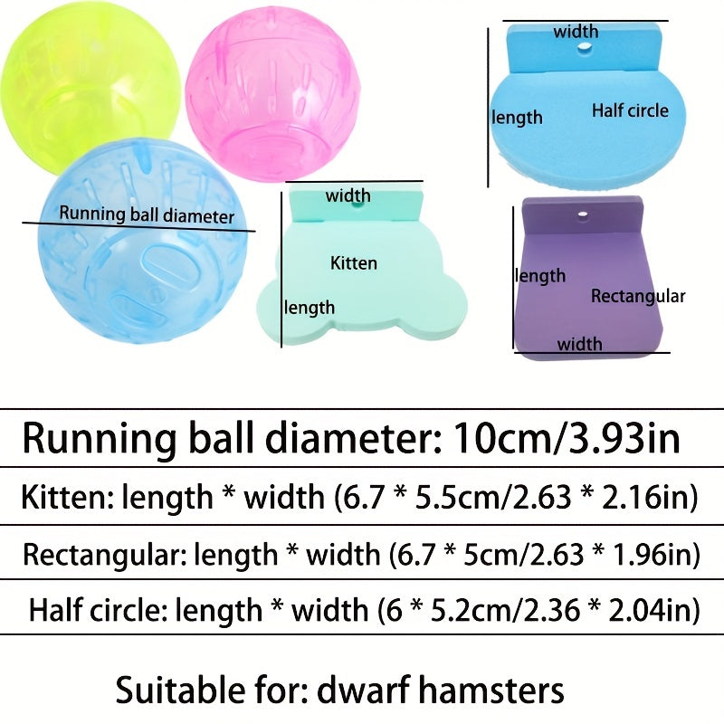 Self Assembling Hamster Toys Set - Mini Running Wheels and Spinning Balls
