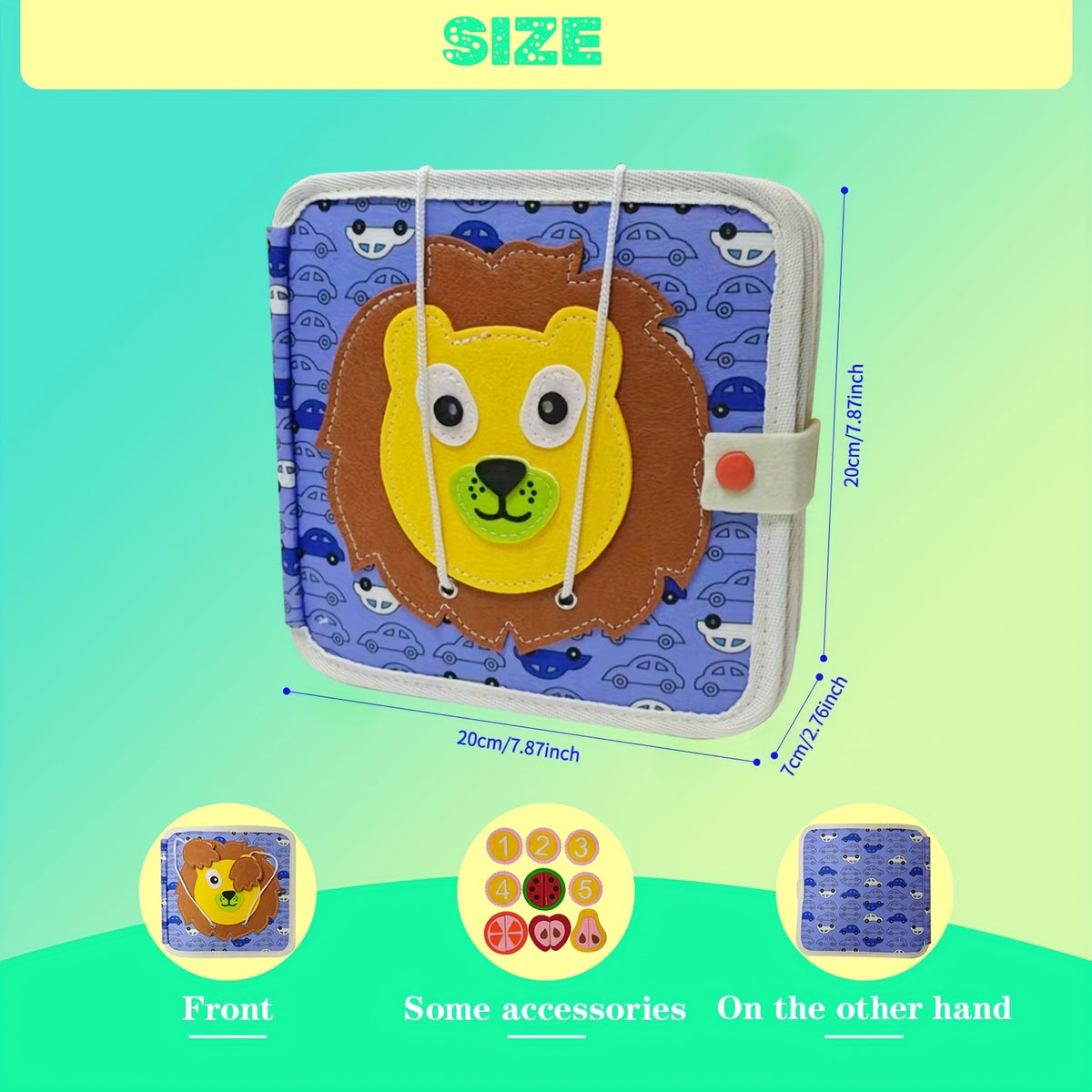 Kids Lion Themed Busy Board Felt Learning Activity Panel Educational Toy