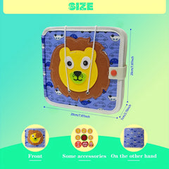 Kids Lion Themed Busy Board Felt Learning Activity Panel Educational Toy