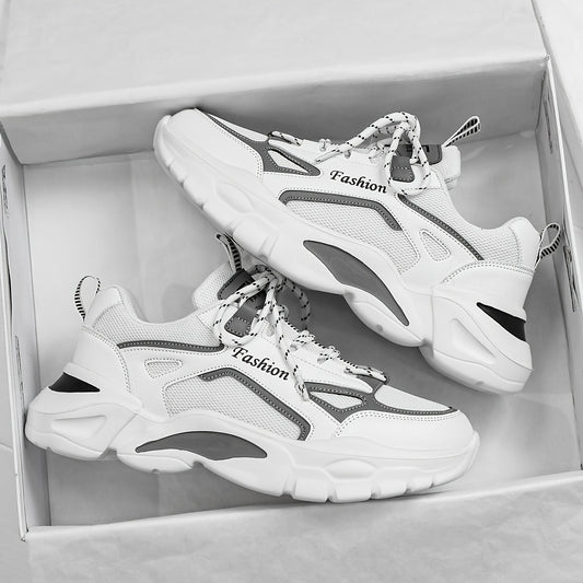 Men's Chunky Lace Up Sneakers Comfy Non Slip Soft Sole