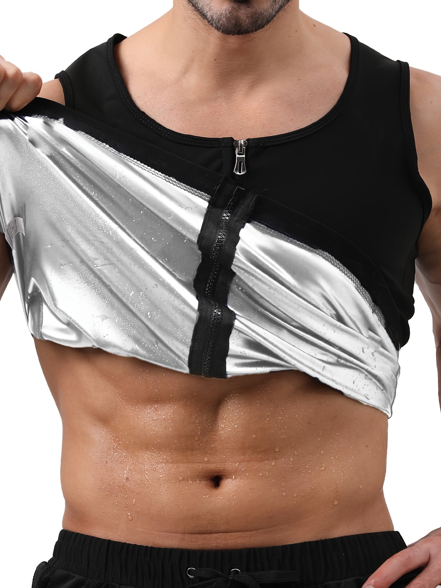 Men's Sweat Sauna Vest Compression Sleeveless Coat For Workout Fitness Gym