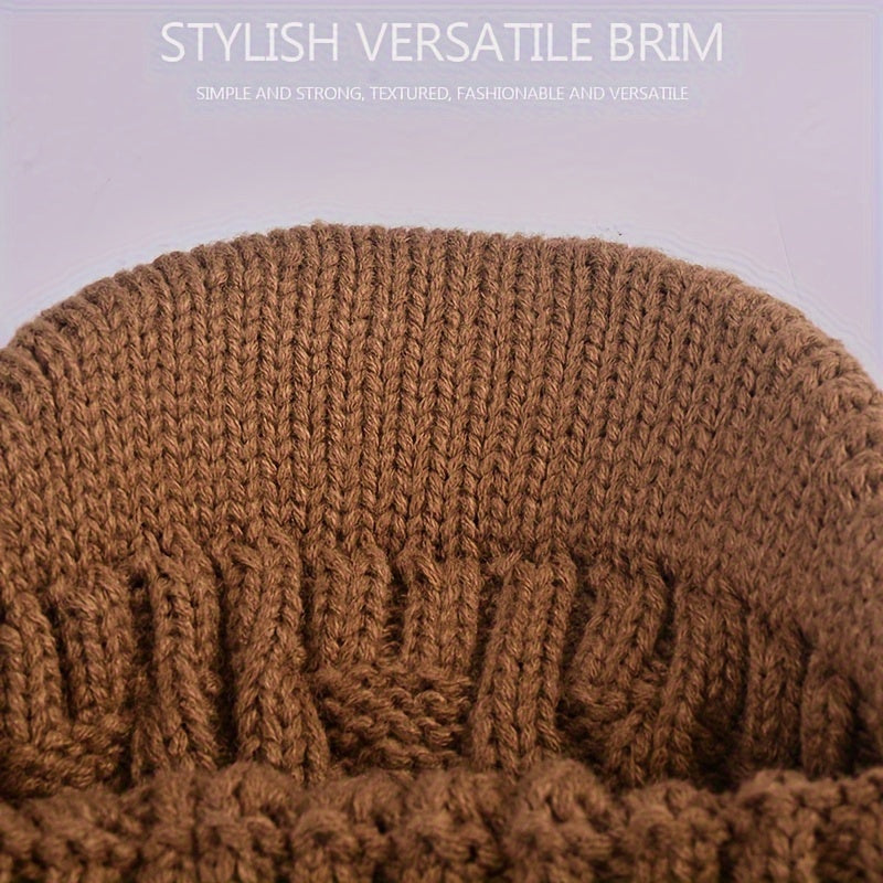Knit Beanie Visor Cap Warm Winter Hat