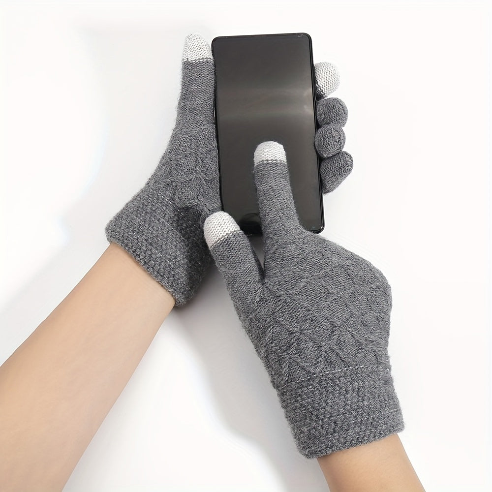 Winter Double Layer Velvet Thickened Gloves Touch Screen Full Finger Gloves