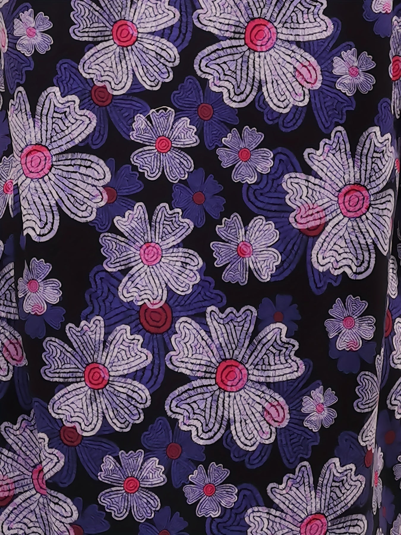 Boho Nightdress Women's Plus Floral Print Long Sleeve Round Neck Loose Sleep Dre