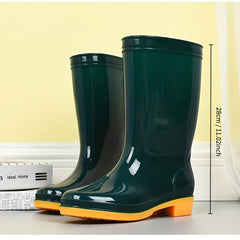 PVC Round Toe Flat Waterproof Rain Boots Lightweight Comfortable