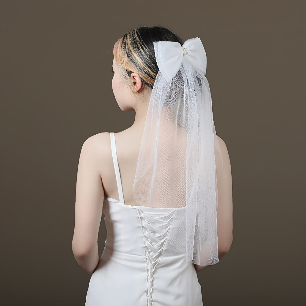 Bridal Veil with Bow Detail Short One Size Fits All