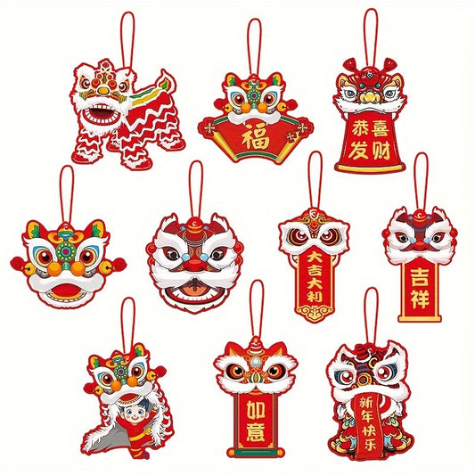 10pcs Year Of The Dragon Spring Decoration Tags - Lion Pendants
