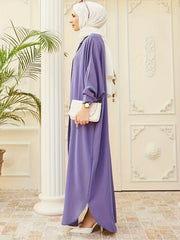  Ethnic Style Abaya Dress Women's Plus Solid Batwing Sleeve