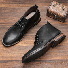 Men's Round Toe Lace Up Chukka Boots High Top Ankle Dress Boots
