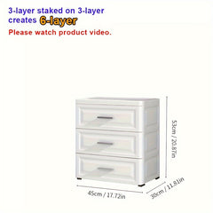 1pc Stackable Storage Cabinet Drawer Plastic Dresser Organizer Room Decor