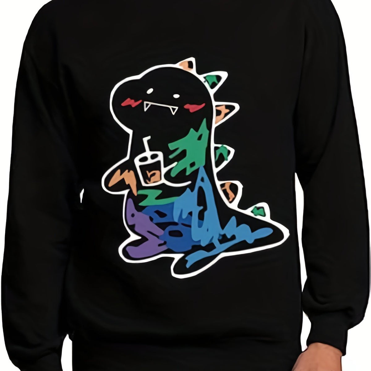 Dinosaur Print Men's Graphic Sweatshirt Loose Pullover