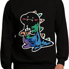 Dinosaur Print Men's Graphic Sweatshirt Loose Pullover