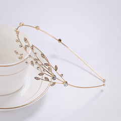 Rhinestone Branch Bridal Headband Silvery Gold Wedding Hairband