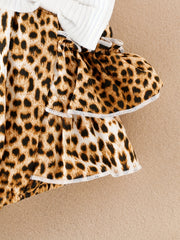 2pcs Baby Girl Leopard Print Romper & Briefs Set