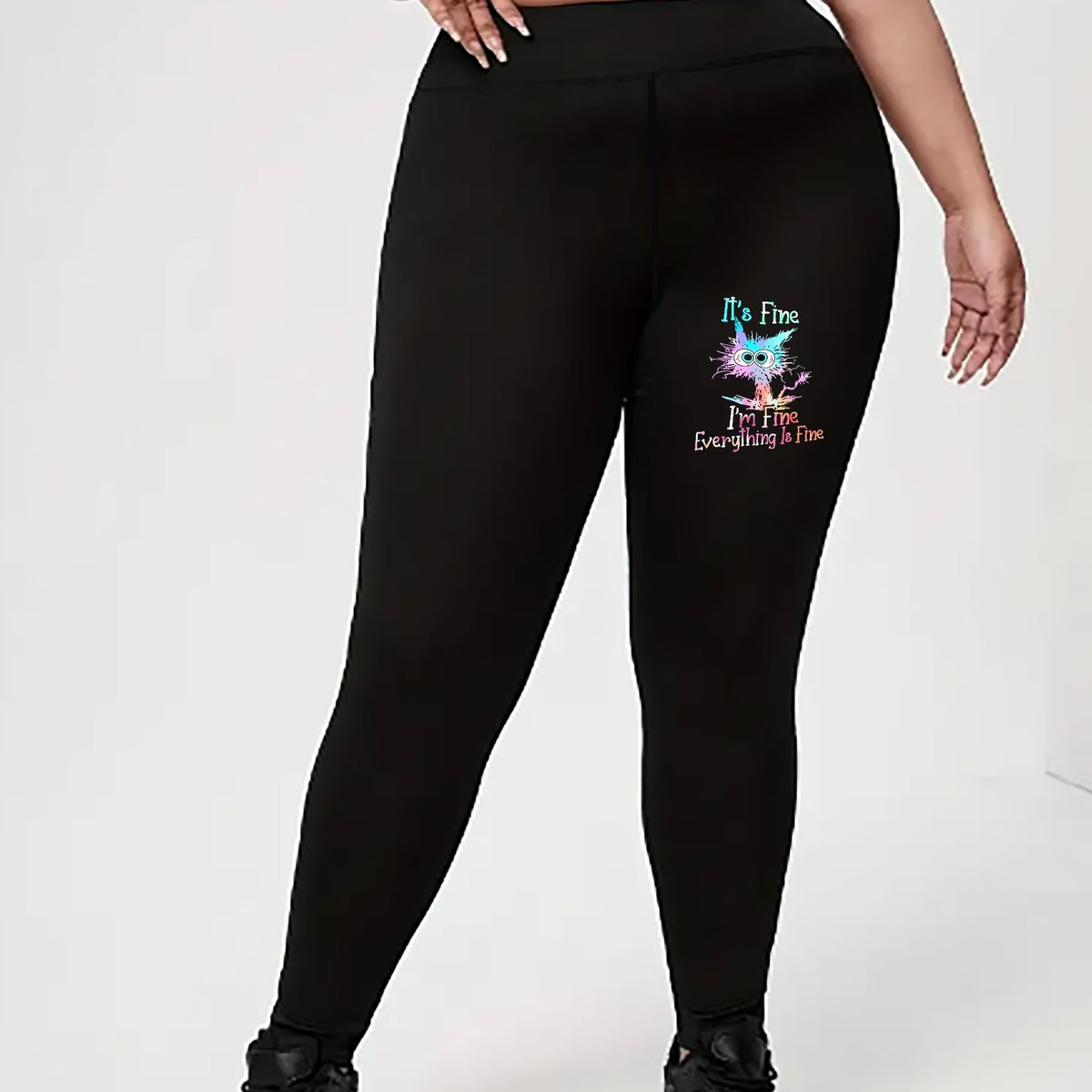  Cat Print High Rise Yoga Leggings