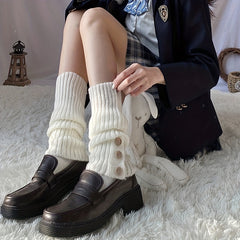 Rib Knit Leg Warmers Knee High Socks Women's Stockings