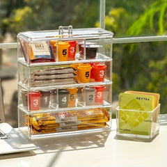 Acrylic Tea Bag Storage Box Transparent Organizer Holder Dustproof