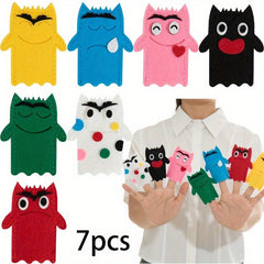 7pc Emotional Monster Plush Hand Puppets DIY Material Pack Fun Dura
