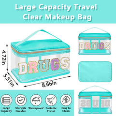Chenille Letter Clear Makeup Bag Waterproof Glitter Cosmetic Handbag