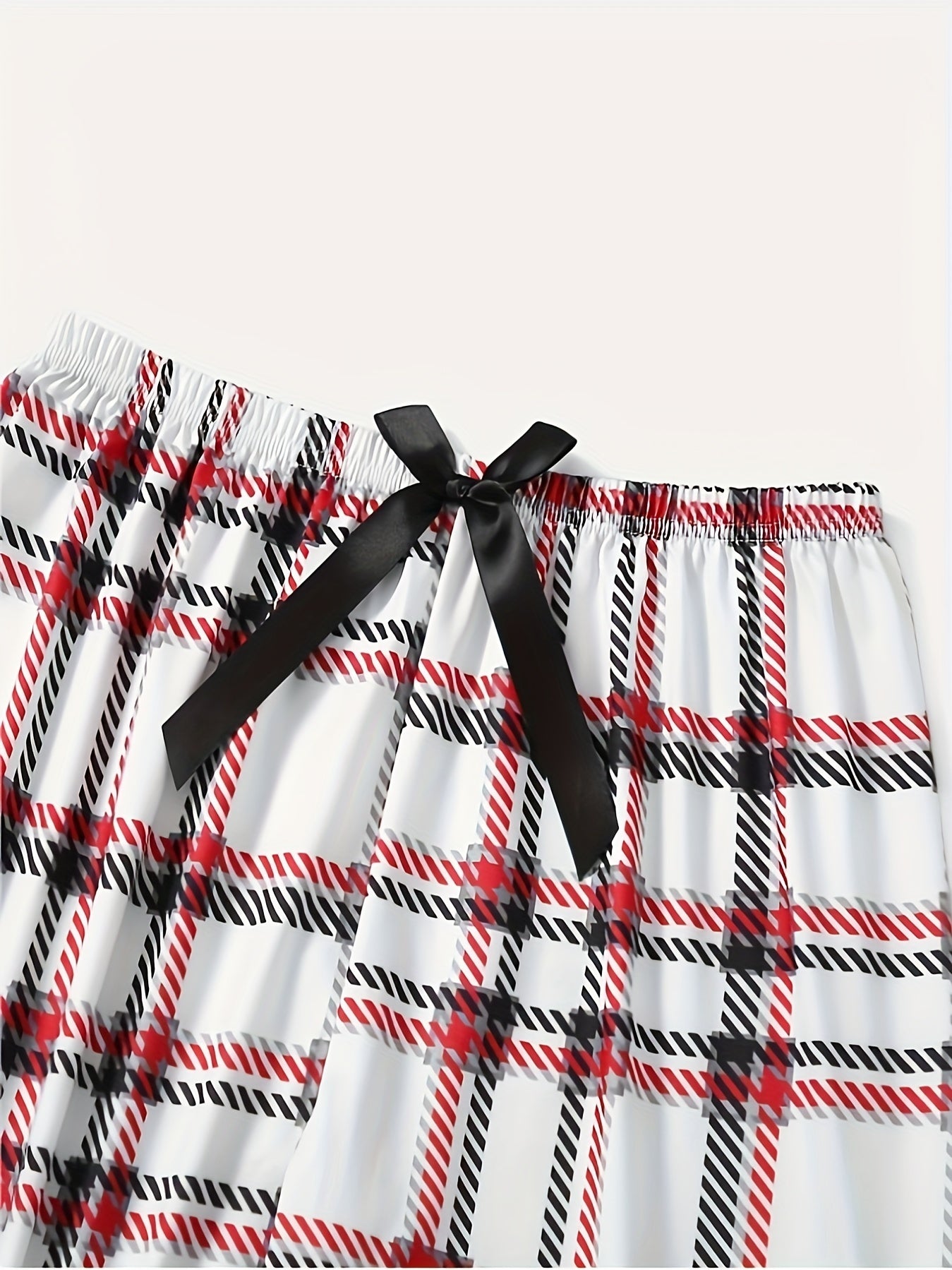 Plaid Print Lounge Set Cami Top & Shorts & Pants