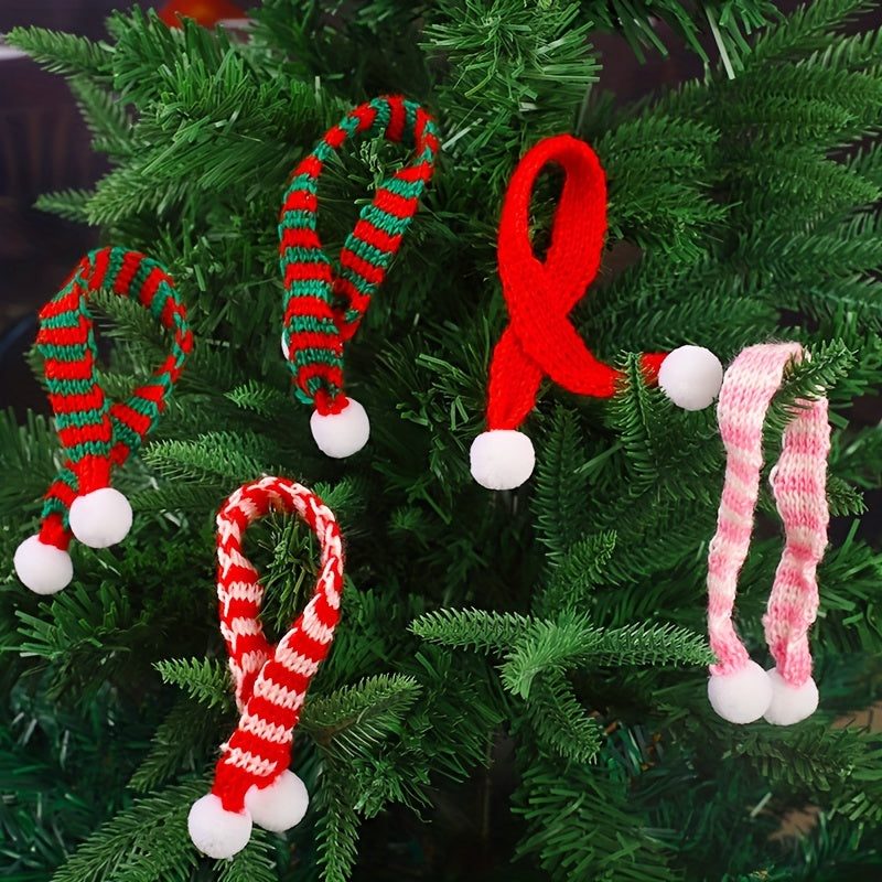 10pcs Mini Christmas Scarf Wine Bottle Knitted Scarf Doll Christmas Decor