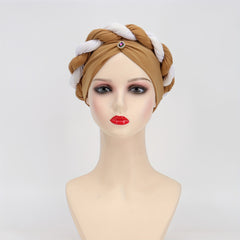 Crystal Pendant Turban Cap Elastic Head Wrap Ramadan Head Scarf