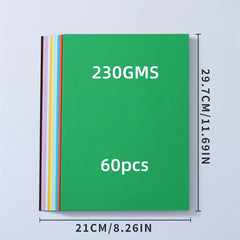 230gsm Colored Card Paper Set 60 Sheets 12 Colors