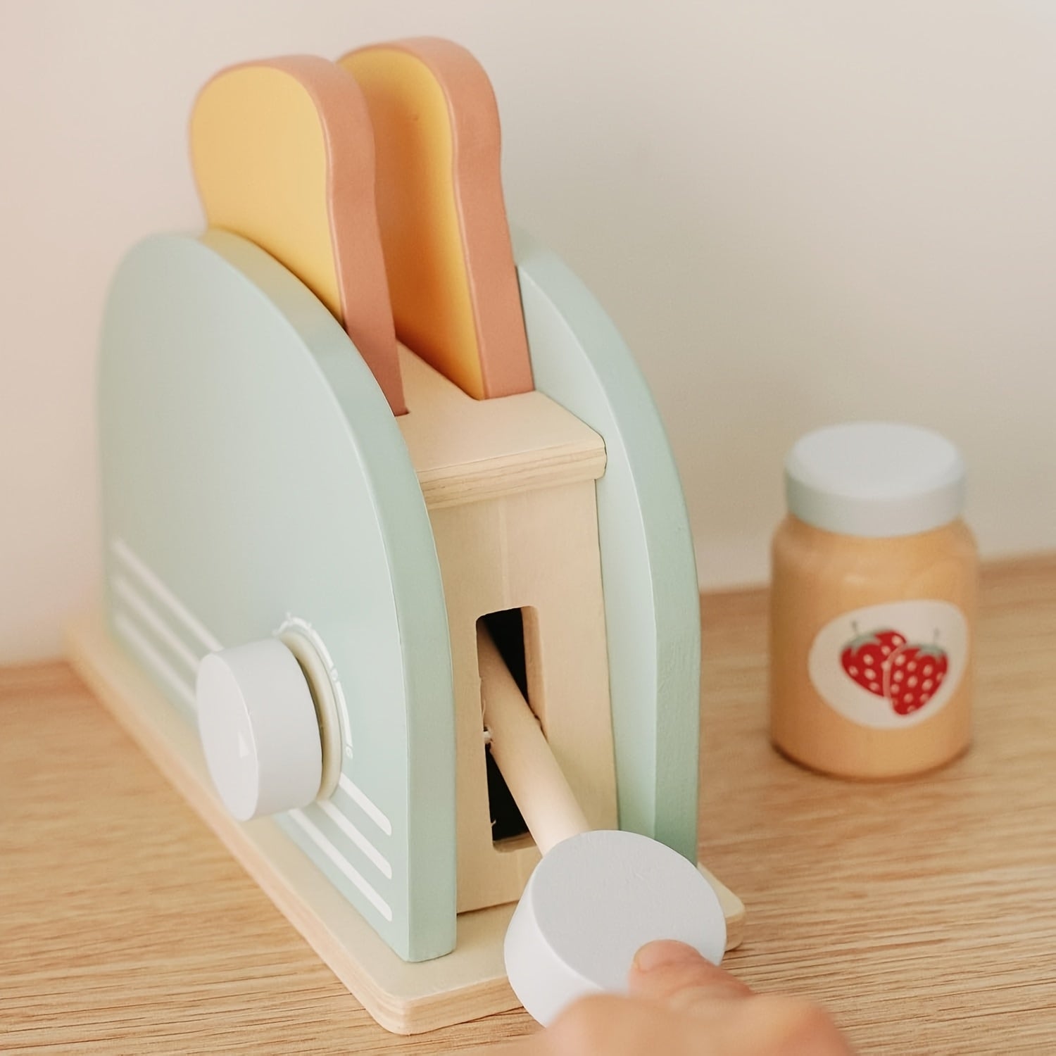 Wooden Kids' Pop Up Toaster Toy Set - Pretend Play Kitchen Accessories