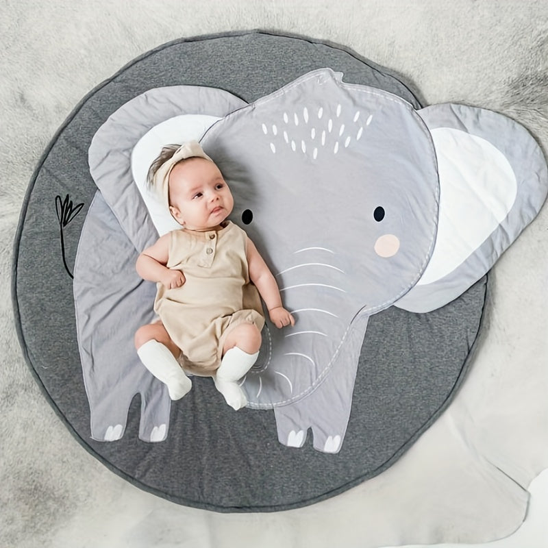 3D Animal Round Crawling Mat Baby Play Mat with Cotton Liner & Zipper