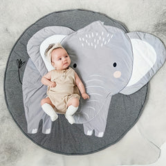 3D Animal Round Crawling Mat Baby Play Mat with Cotton Liner & Zipper