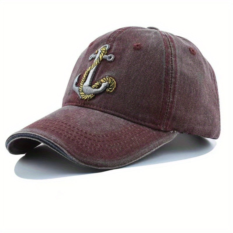Men's Metal Snapback Trucker Cap Anchor Embroidery