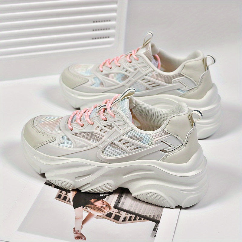 Women's Mesh Platform Sports Shoes Breathable Low Top Sneakers