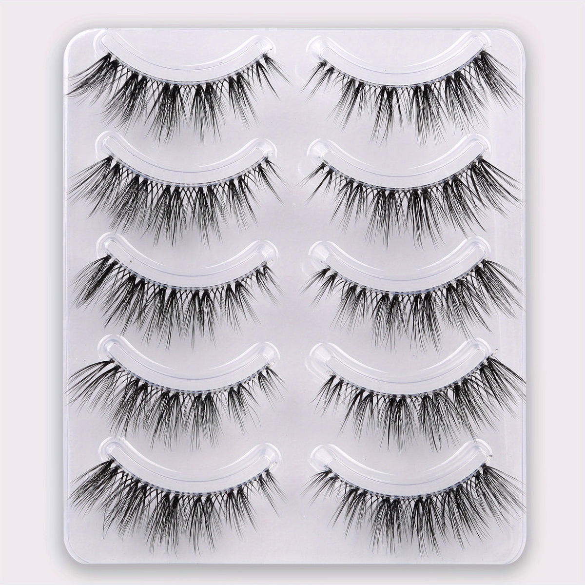 5 Pairs Natural Wispy False Eyelashes Faux Mink Cat Eye Long Lasting