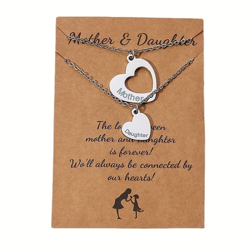Mother & Daughter Heart Collar Necklace, Holiday Gift
