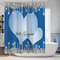 Sparkling Shower Curtain Set with Bath Mat and Hooks, 71x71 In