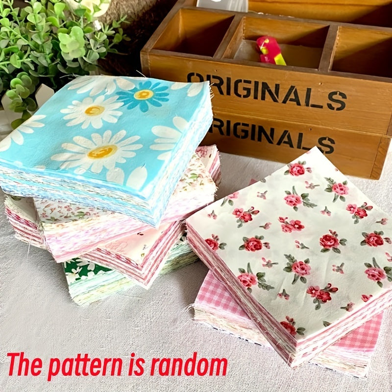 50pcs Twill Pastoral Flowers and Plants Series Quilt DIY Patchwork
