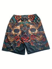 Men's Snake & Skull Graphic Shorts for Outdoor Summer Wear